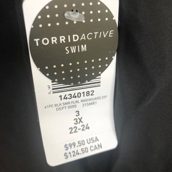 Torrid Swimsuit Swim Rash Guard Front Zip Wireless Floral Size 3 - Picture 3 of 3